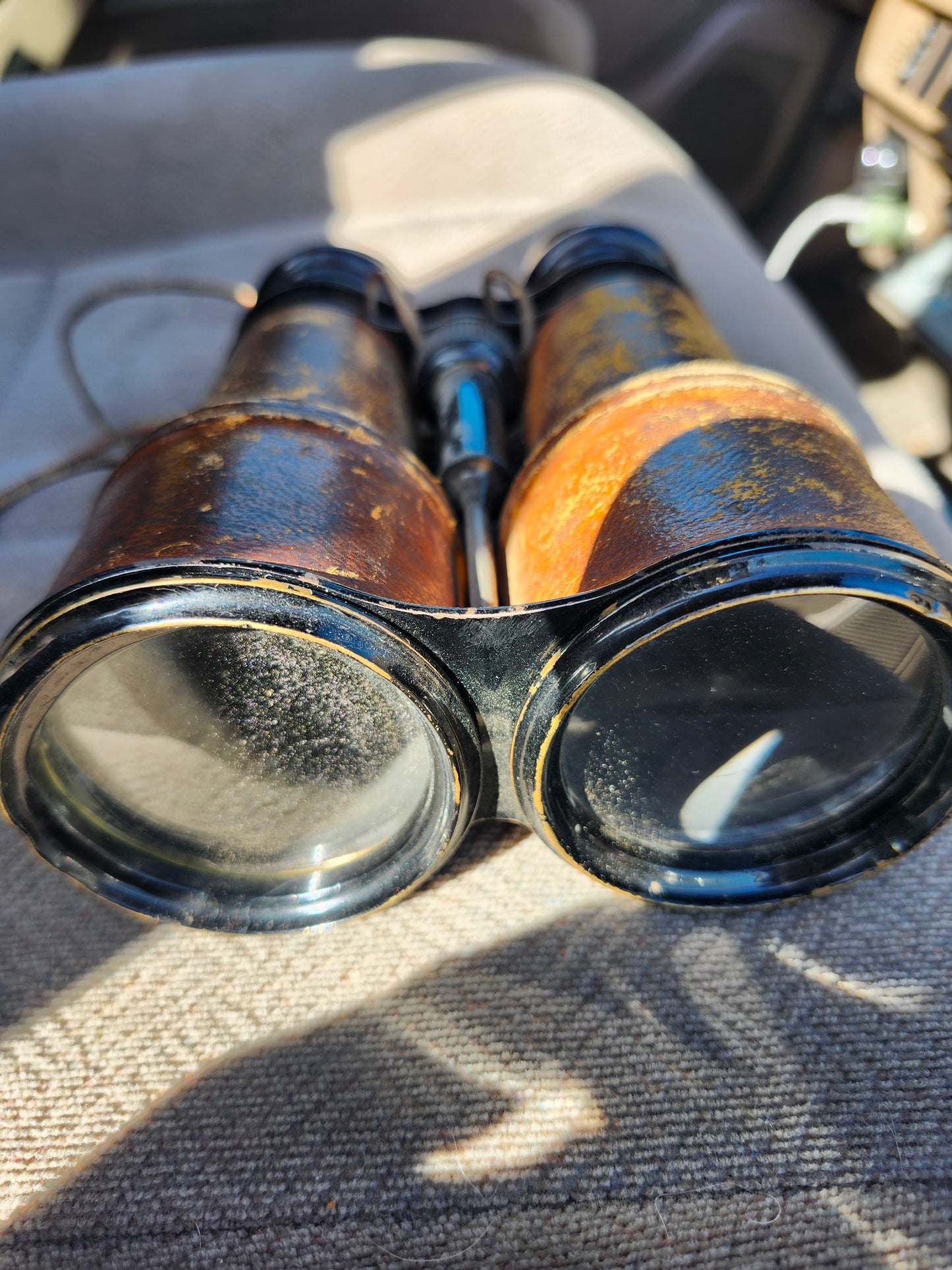 Vintage Leather Military WWII Era Binoculars